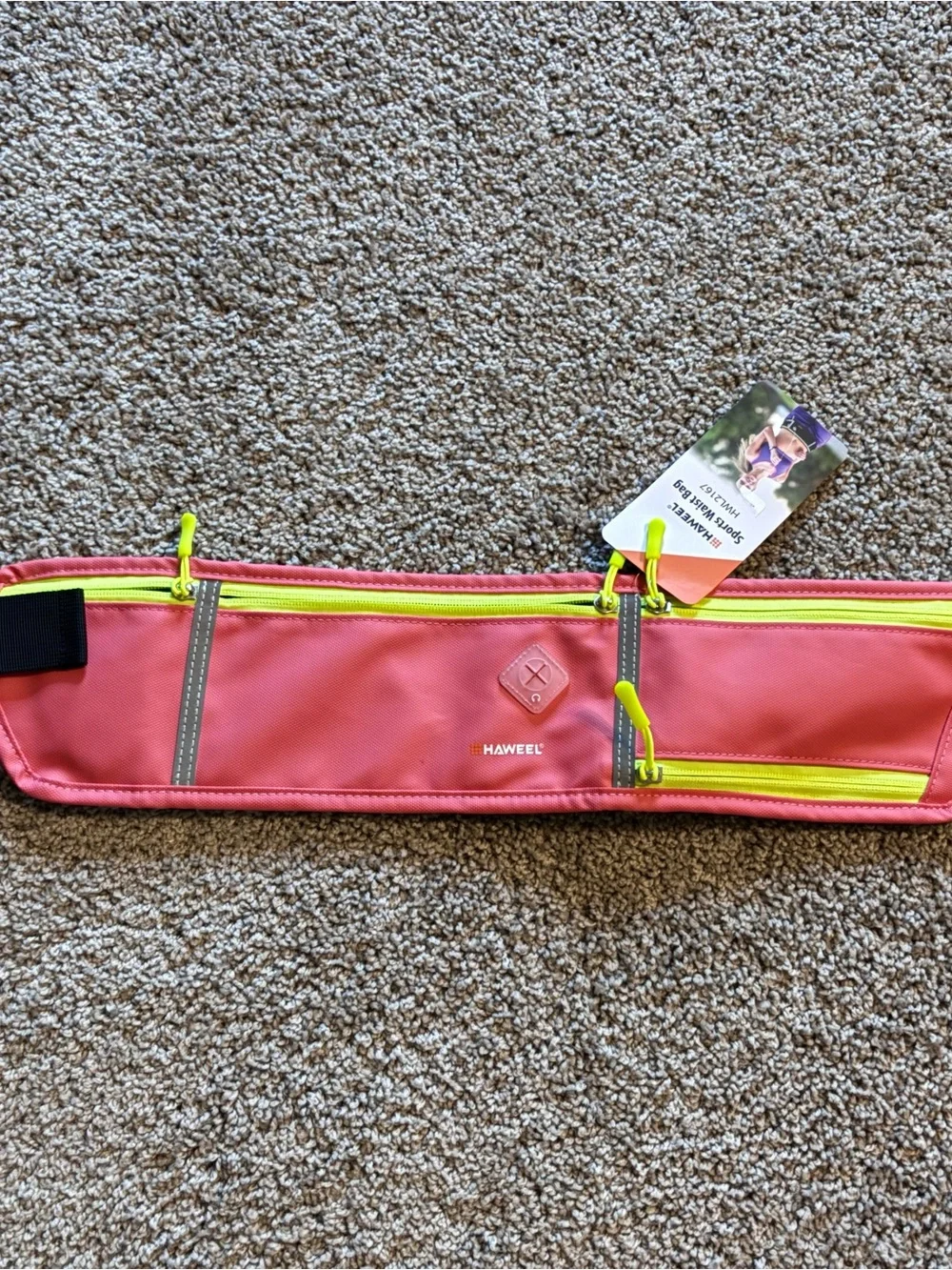 Pink Running Belt with Neon Trim